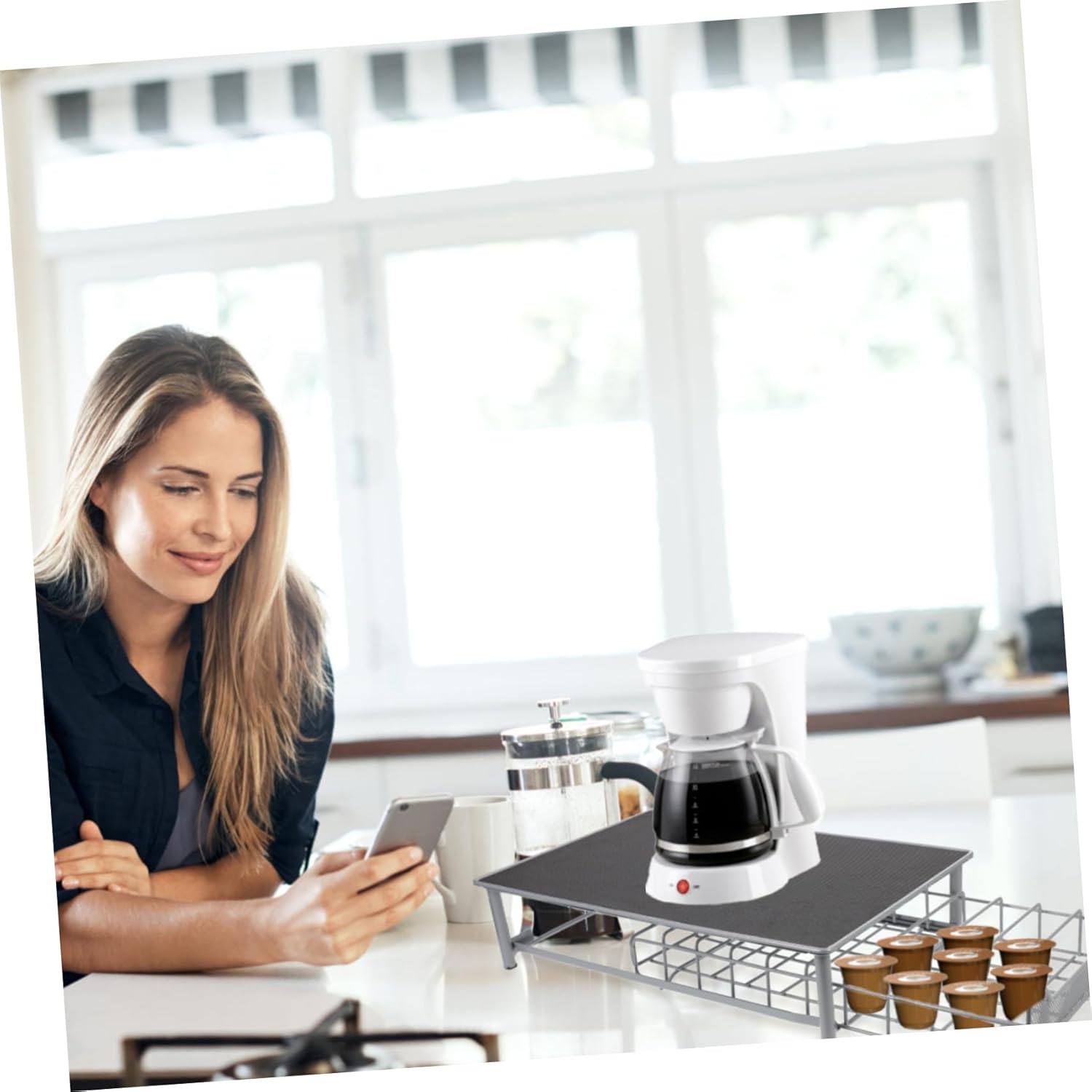 Amosfun 1Pc Type Coffee Capsule Holder Rack Large Capacity Coffee Pod Organizer with Noise Reduction Space-saving Design for Home Office and Cafe Countertop Storage