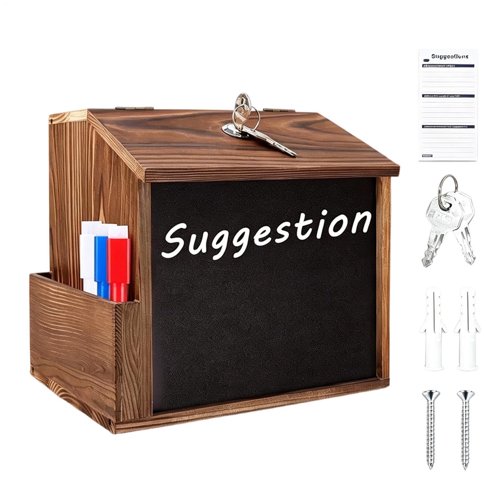 Boîte à dons avec serrure urne de collecte bois pour personnel hôtel