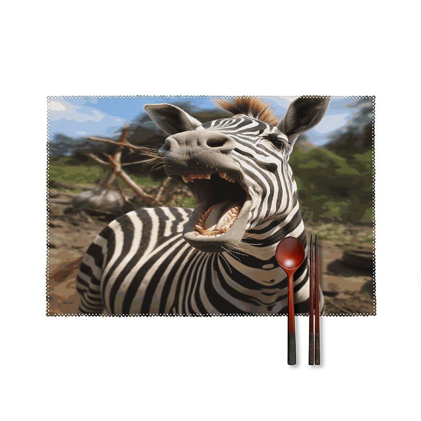 Fekiloot Style Funny Zebra Placemats Set Of 6,Table Mat