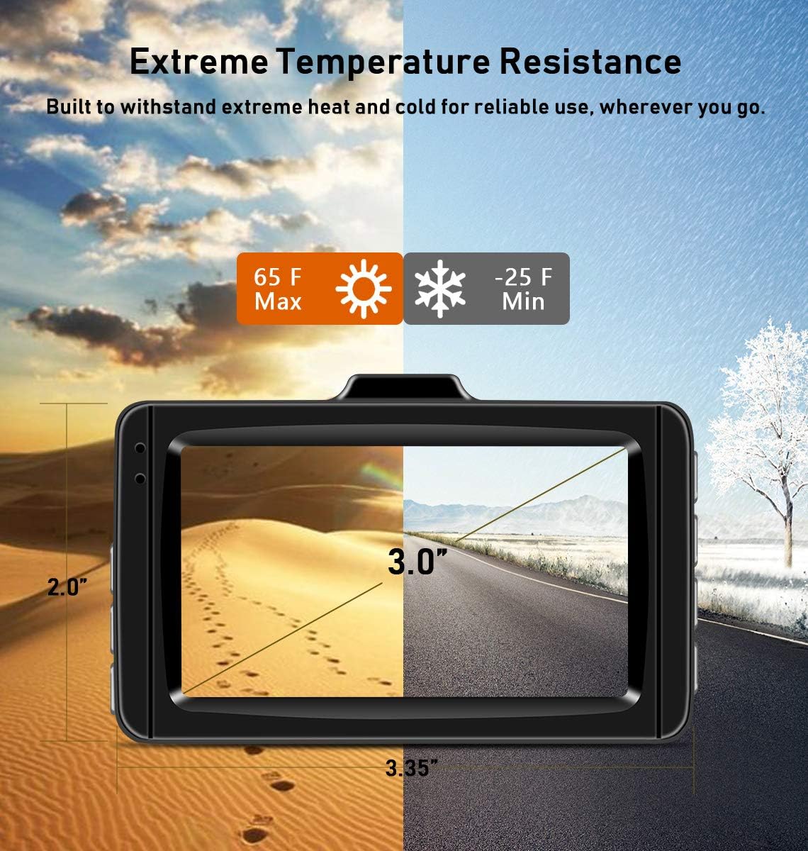 Car Dash Cam,1080P Car Camera Car On-Dash Video DVR Dashboard Recorder with 3.0" LCD Screen, Night Vision, G-Sensor, WDR, Loop Recording, Parking Monitor Motion Detection