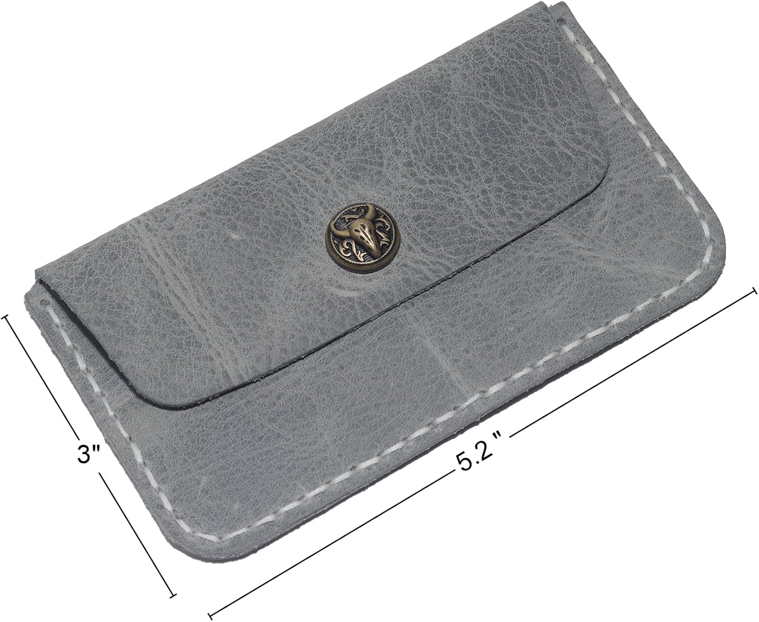 Handcrafted Premium Grey Leather Card Holder Wallet - Slim Design with Secure Closure and Vintage Style - Image 3
