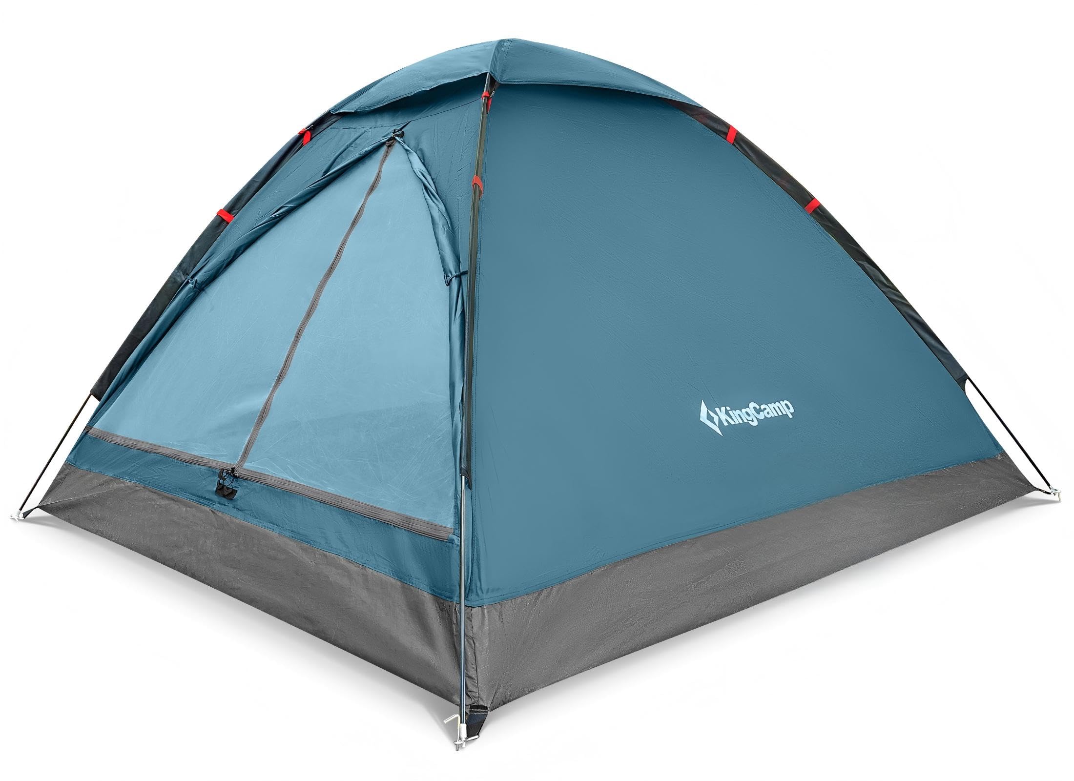 KingCamp 2-3 Personen Zelt Wasserdicht 3000mm Ultraleicht Camping Zelt mit Übergroßer Regenkappe & Reflektierenden Seilen -Kuppelzelte für Wandern,Garten & Wochenende - 210x180x130cm