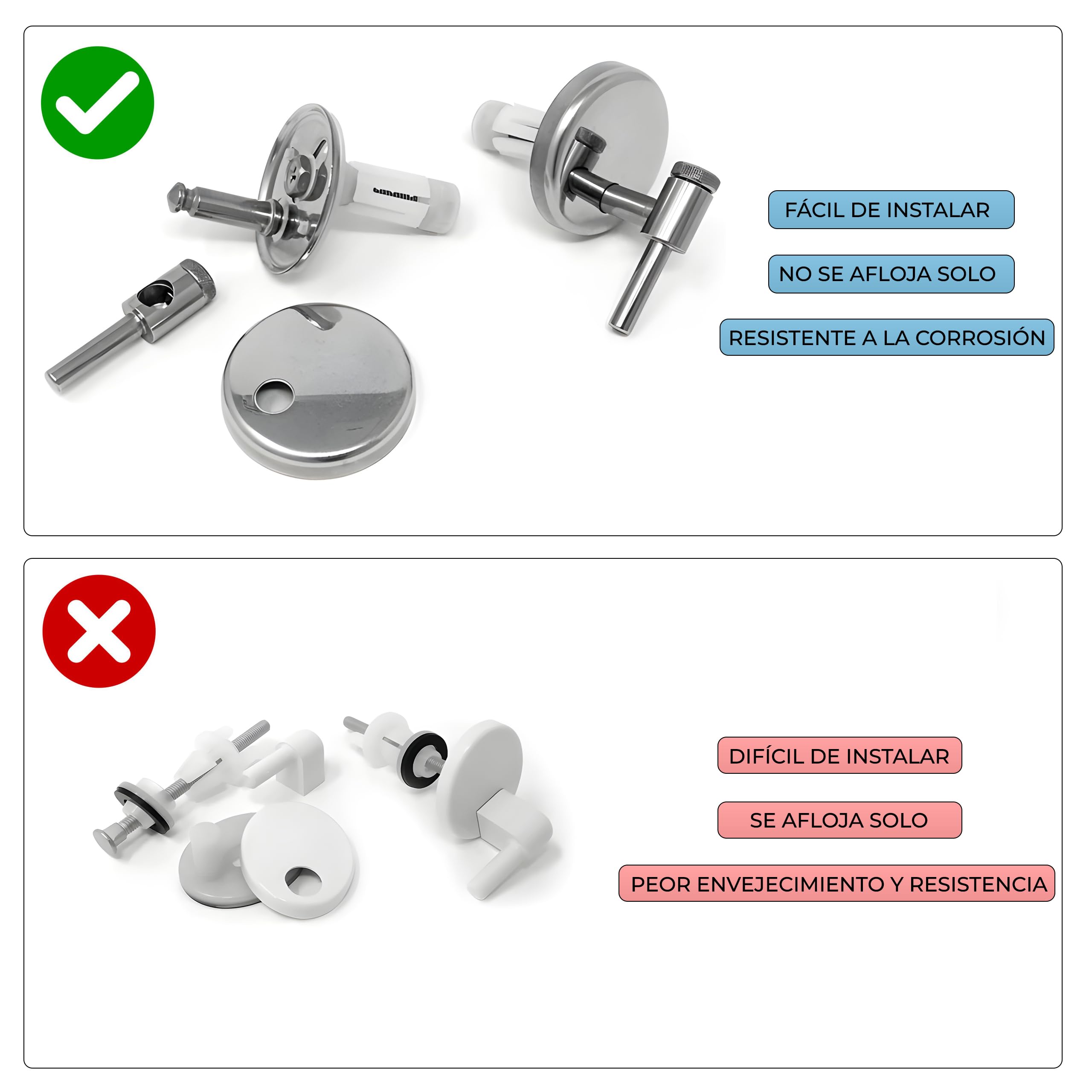 Tapa compatible con WC BELLAVISTA STYLO Blanca. Encaje Perfecto. Fácil Montaje. Bisagra de Acero Inox. Resistente y anti-bacterias. Acabado liso y Brillante. Caída Libre. Fabricada en España