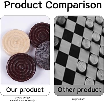 24 Pcs Draughts Board Game,Draughts Pieces,Wooden Checkers,Draughts Set,Durable Backgammon Chess,Quality Stackable Draught Pieces Replacement for Adults Kids Boardgames Learning Travel Camping Games