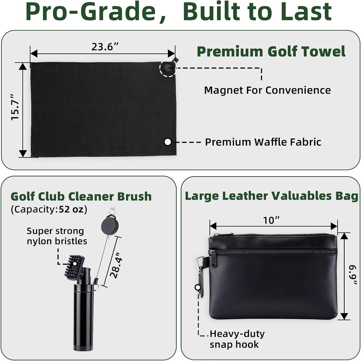 Golf Club Cleaning Kit with Club Cleaner, Grip Cleaner, Polish, Brush, Magnetic Golf Towel & Leather Bag | Restores Clubs, Removes Rust & Scratches, Renews Grip Tackiness, Premium Gifts for Golfers - Image 3