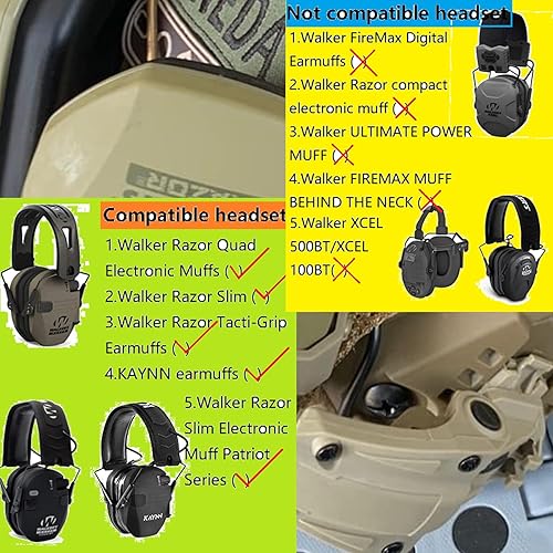 Miniatura 3 de HEARFALCOM Adaptador de riel ARC para casco táctico compatible con orejeras de afeitar Walker's Razor (Walkers Razor, Walkers Razor Digital)