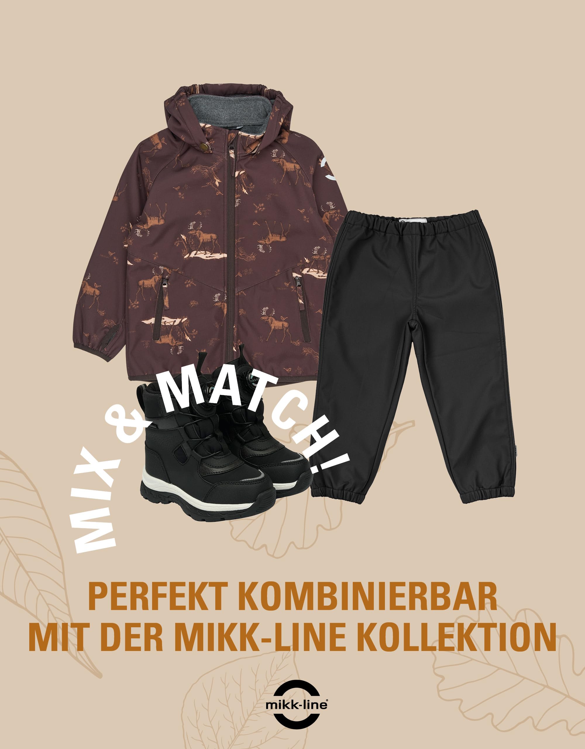 Mikk-line Wasserdichte Softshelljacke Kinder Größe (80-152) | Winddichte Atmungsaktive Softshelljacken für Mädchen & Jungen | Fleece Gefütterte Outdoorjacke mit Reflektoren