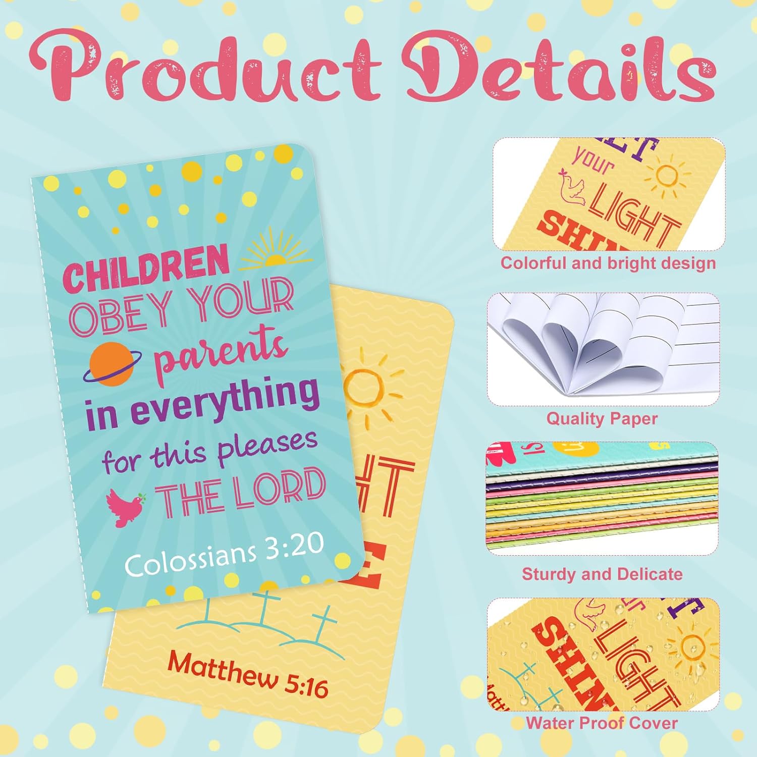 Faccito 24 Pcs Bible Verse Notepads Inspirational Mini Notebook Vbs Small Journal Bulk Religious Motivational Pocket Notepads for Sunday School Church Teacher Gifts (Colorful) - Image 3