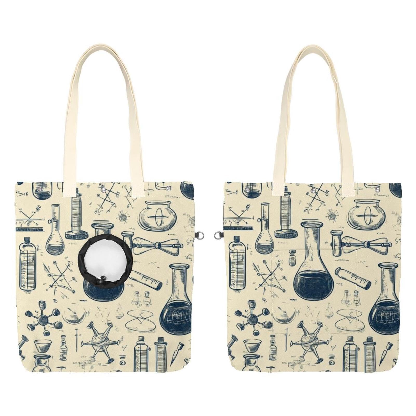 Lleva a tu mejor amigo siempre contigo en este lindo bolso de lona con diseño de ciencias