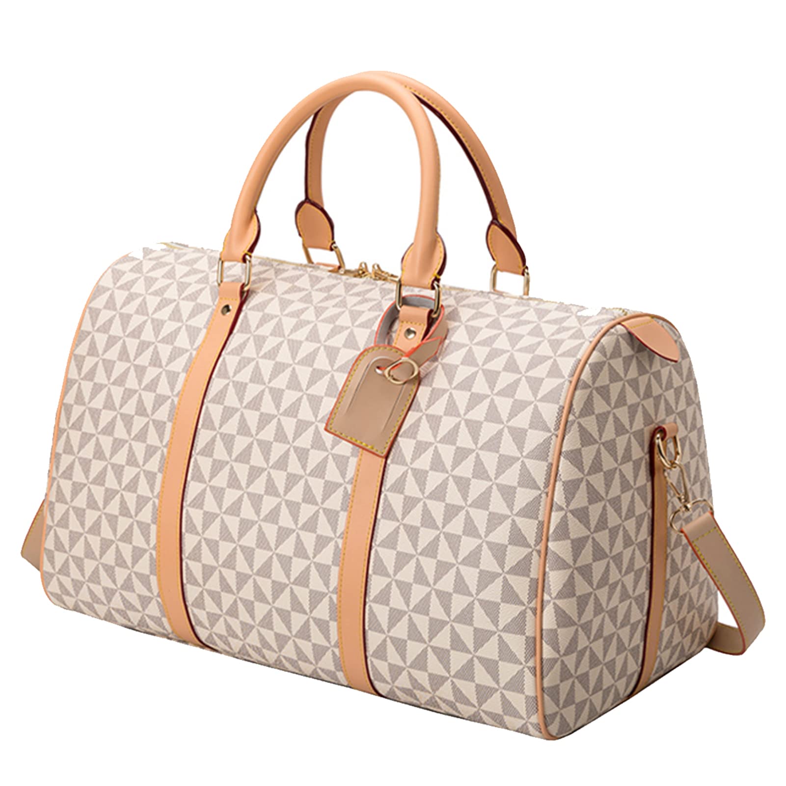 Large capacity Lightweight Weekender Travel Duffel Bag for Women Men Overnight Bag with Toiletry Bag Traveling Handbag for Gym Holiday (White)