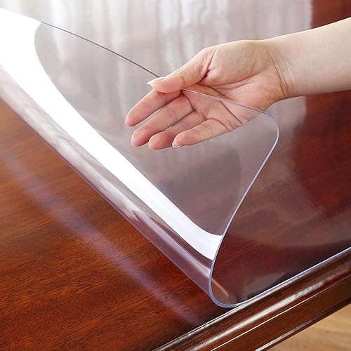 Miniatura 9 de OstepDecor Protector de mesa transparente de 0.079 in de grosor, 42 x 64 pulgadas, protector de mesa para mesa de comedor, cubierta de mesa de