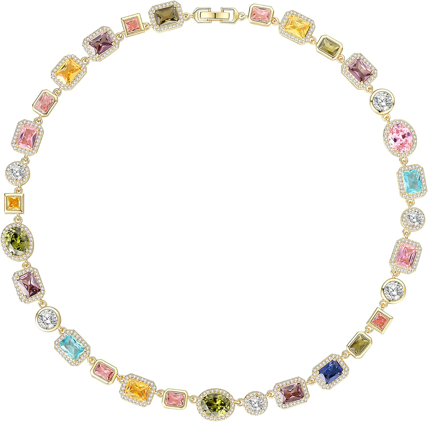 Tennis Necklace for Men Women,Color Diamond Choker with Cubic Zirconia,Vintage Chain Necklace,Crystal Statement Chokers,Colorful Necklaces Jewelry for Chrismas,Birthday,Anniversary,Valentine' Day Father's Day Wedding