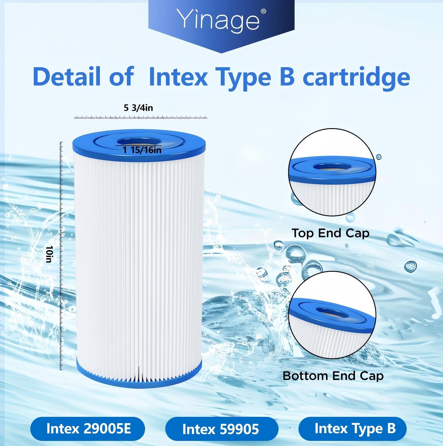 Filtro de repuesto tipo B compatible con Intex 29005E Easy Set cartucho de filtro de piscina 3 unidades