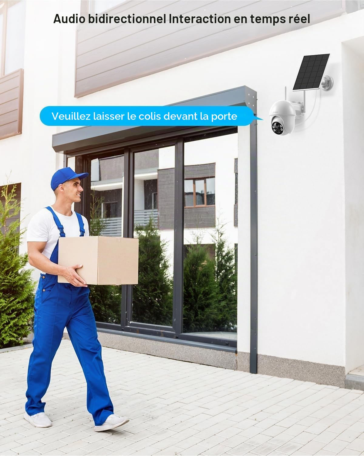 ANRAN 2K Caméra Surveillance WiFi sans Fil, Panneau Solaire+Batteries, 360° Pan/Tilt, Détection Mouvement PIR, Couleur Vision Nocturne Alarme Audio, SD/Cloud, Compatible Alexa, Blanc
