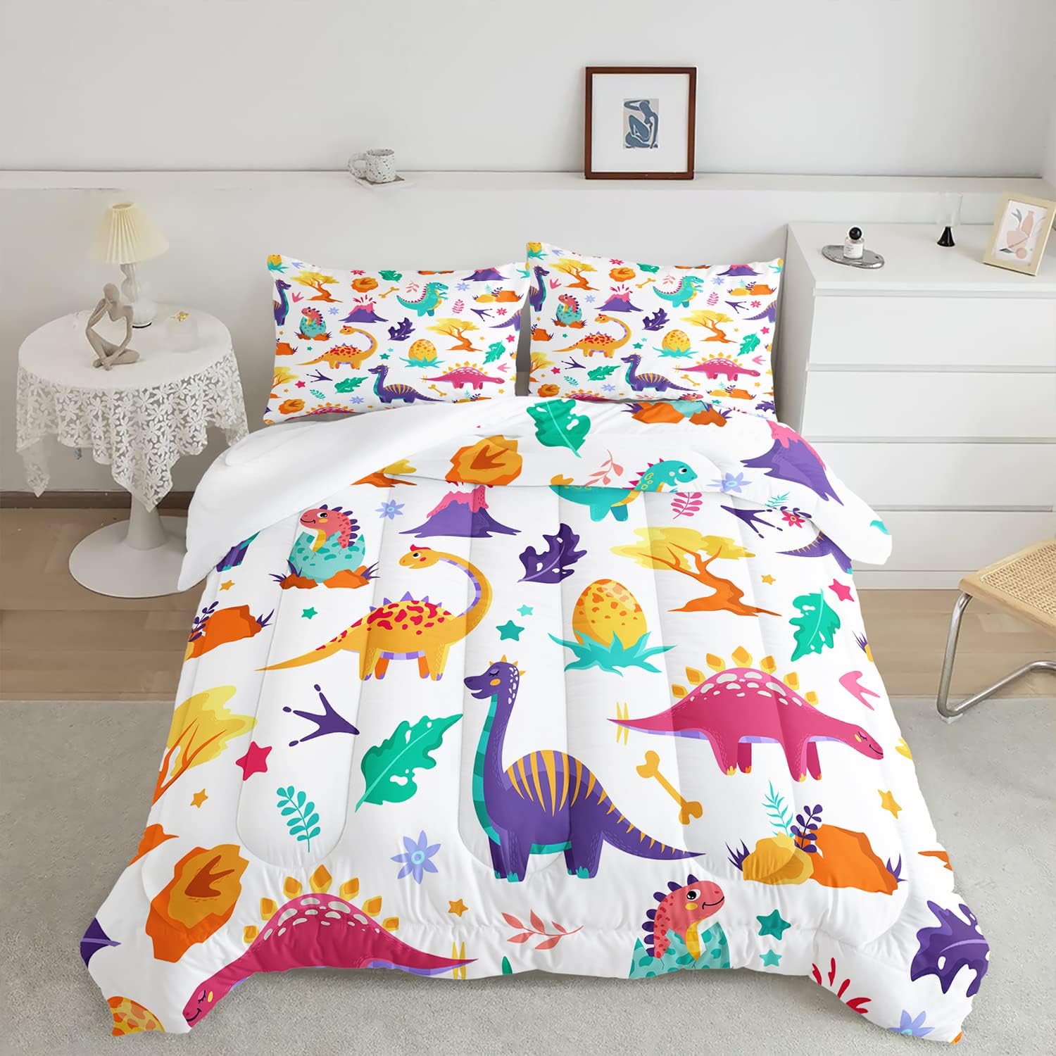 CVHOUSE Dinosaur Bedding Set,Dinosaur Comforter,Dinosaur
