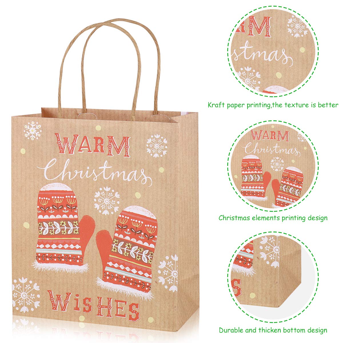 Healifty Geschenktüten Weihnachts Süßigkeiten Schokolade Kekse Partytüten 12 Stück 23x18x10cm (zufällige Muster)