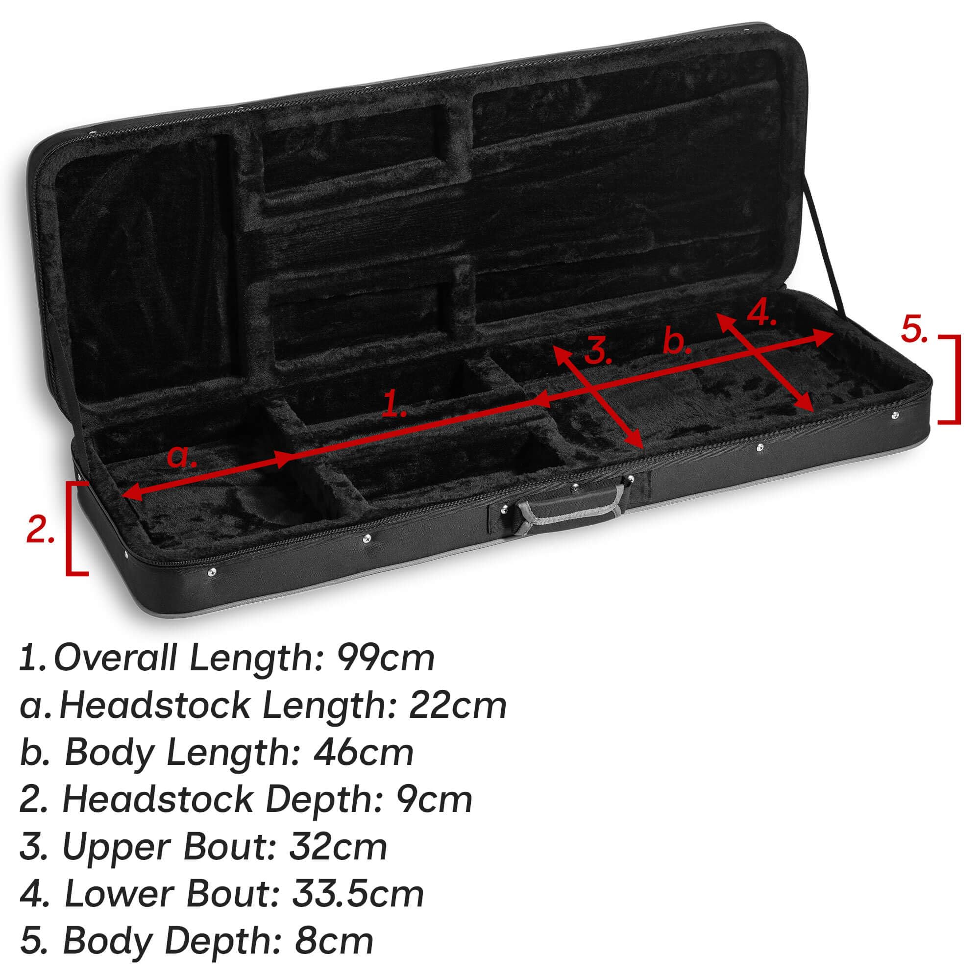 Tiger Custodia in schiuma rigida per chitarra elettrica, dimensioni standard, 99 cm, in schiuma modellata con manico per il trasporto, doppio stoccaggio, esterno Oxford 600D resistente alle intemperie