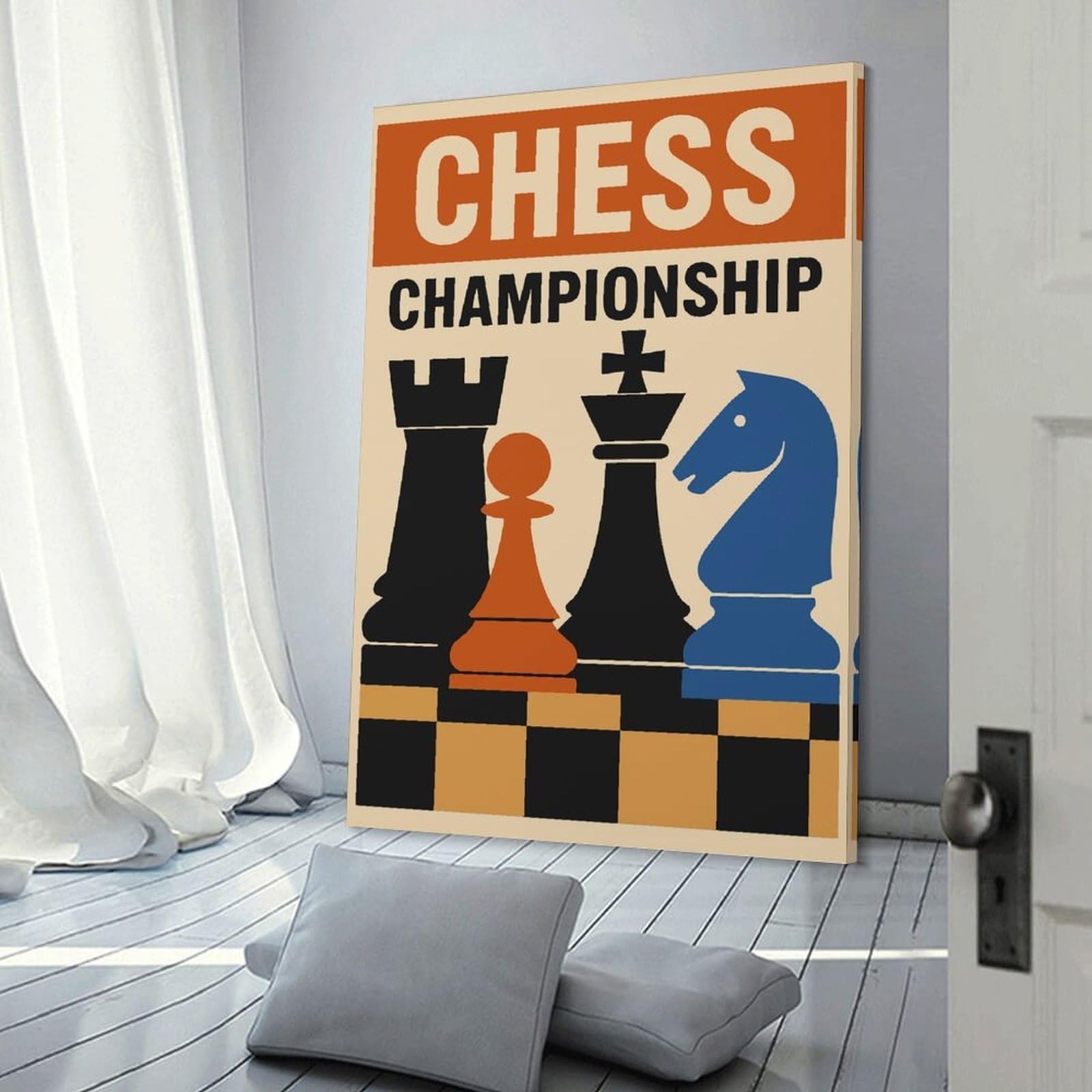 Junmoney Decorative Wall Artwork Chess Championship, 20x30inch(50x75cm), for Living Room, Lounge Or Sitting Room, Modern Wall Decor for Cosy Interiors