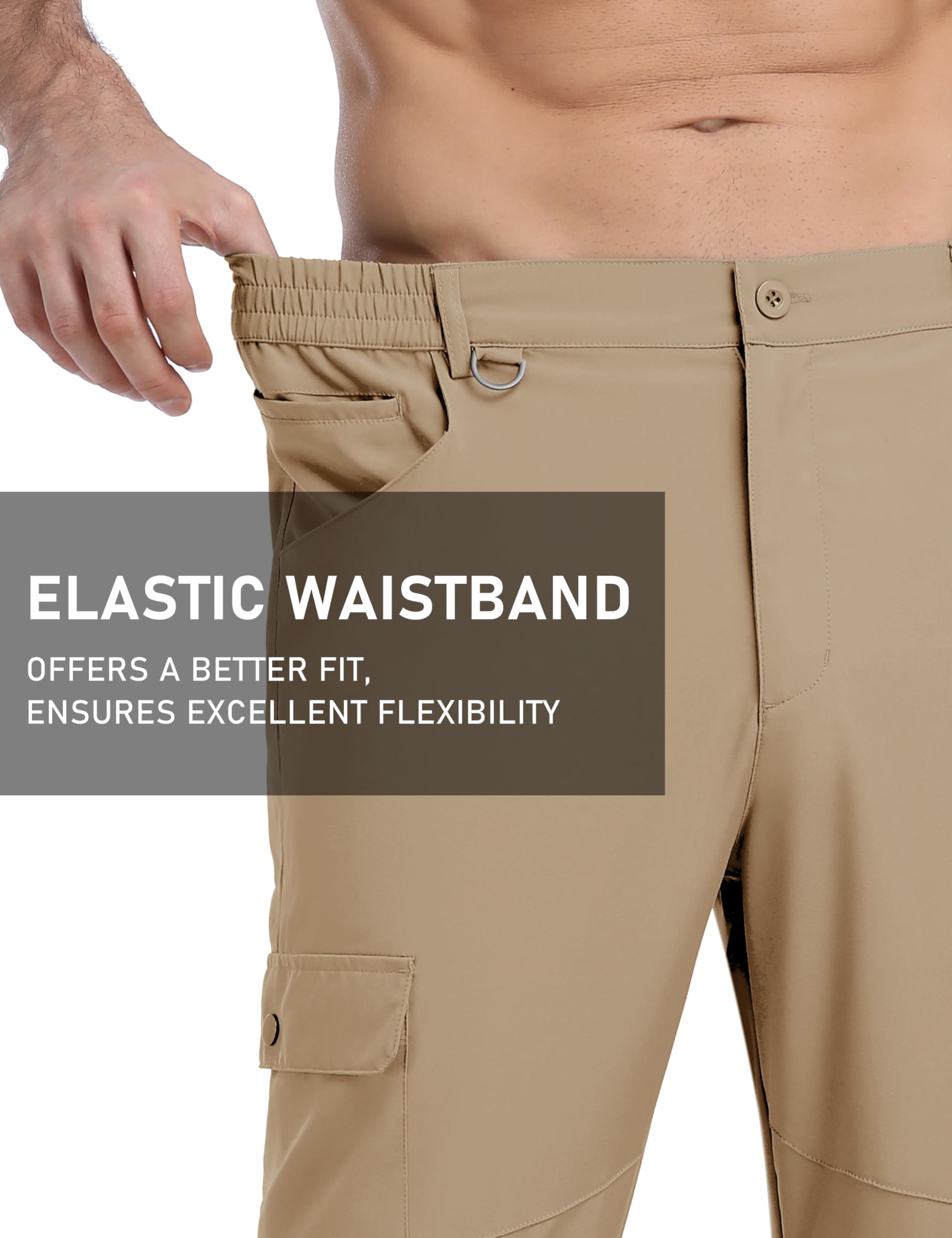 MoFiz Pantalon de randonnée léger pour homme - Séchage rapide - Pantalon cargo respirant - Pantalon fonctionnel avec 6 poches