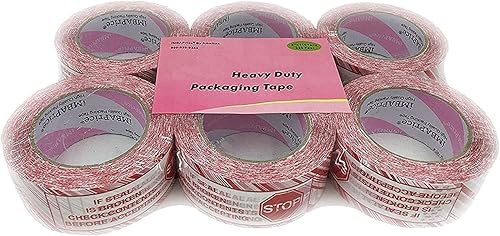 Miniatura 4 de iMBAPrice Cinta de seguridad - Mensaje impreso "SI Seal is Broken Check Contents Before Accepting" 6 rollos de 110 yardas (330 pies x 6) 2 pulgadas