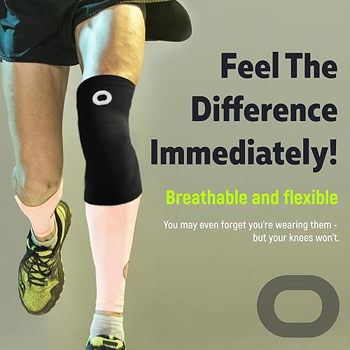 Miniatura 5 de Rodillera compresora para estabilizar rodilla (1 par), soporte instantáneo para deportes, correr, trotar, baloncesto, alivia el dolor de las