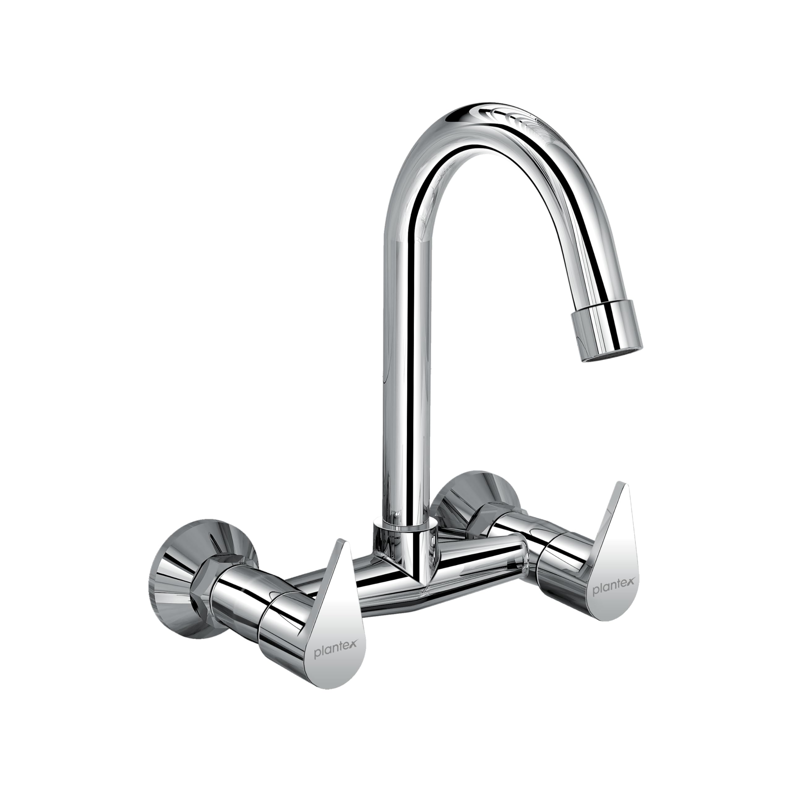 Plantex Pure Brass PAC-1814 Kitchen Sink Mixer with (High Arch 360 Degree)/Double Handle Hot & Cold Water Tap for Bathroom Basin with Brass Wall Flange & Teflon Tape-Wall Mount (Chrome Finish) (B093FDZL2F) Amazon Price History, Amazon Price Tracker