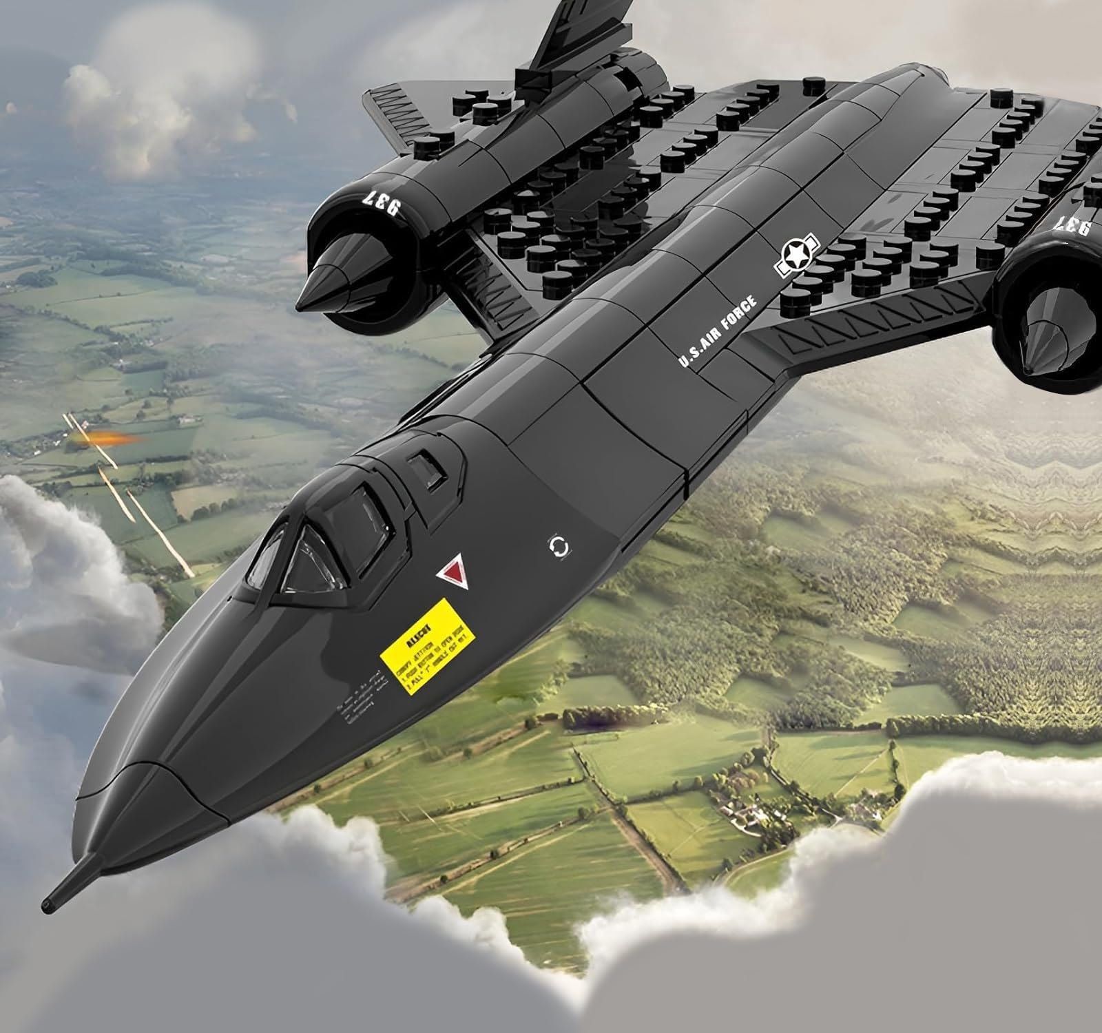 Bloques de sujeción para avión Blackbird SR-71, juego de bloques de construcción 1:74, avión de combate militar WW2, avión de combate de la Fuerza Aérea Eurofighter, modelo jet regalos creativos para