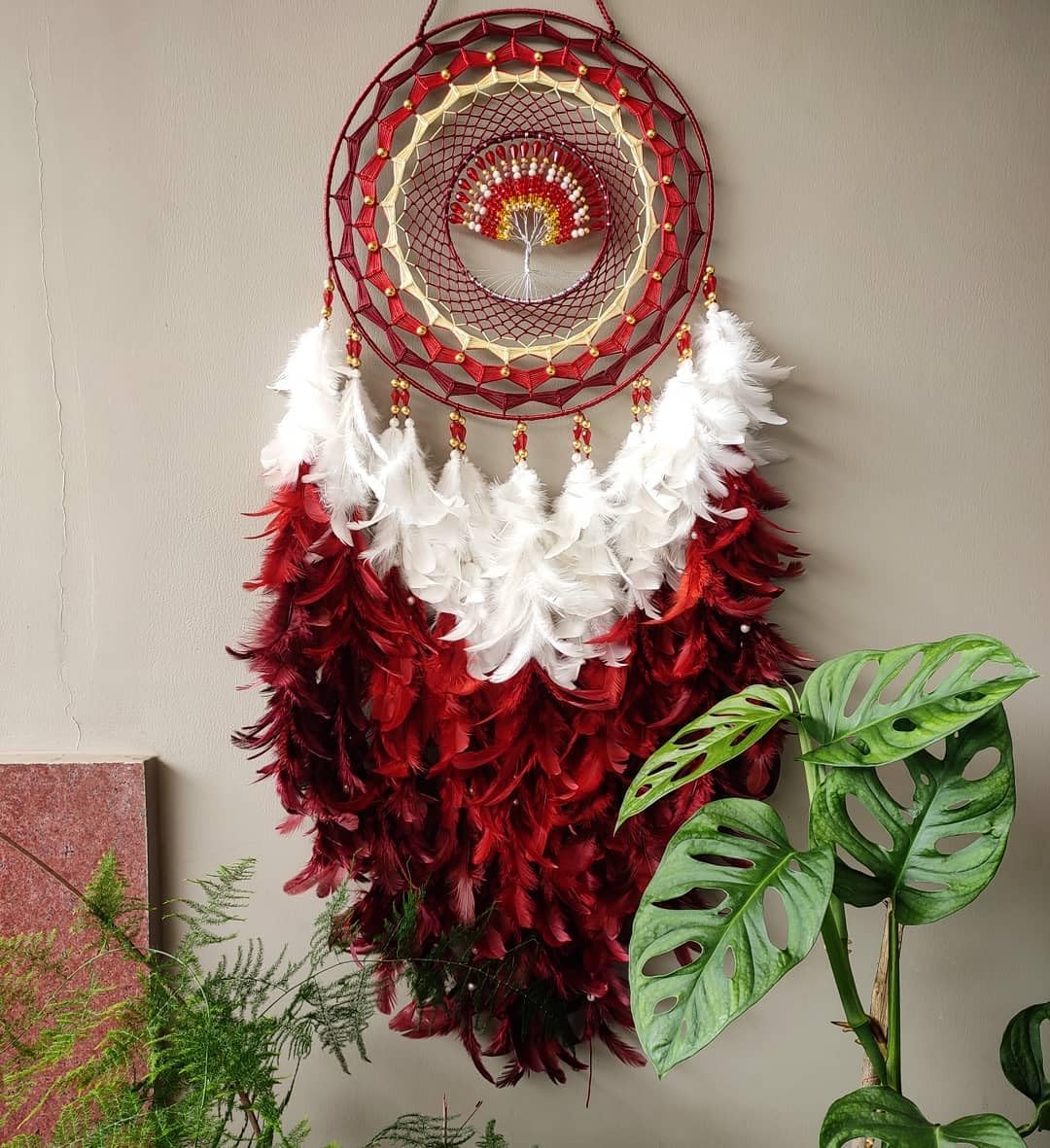 Metal Life of Tree RED Dream Catcher for Home Decor,Wall Hanging