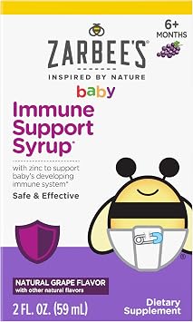 Zarbee's Baby Immune Support Syrup with Zinc, Natural Grape, 2 fl oz