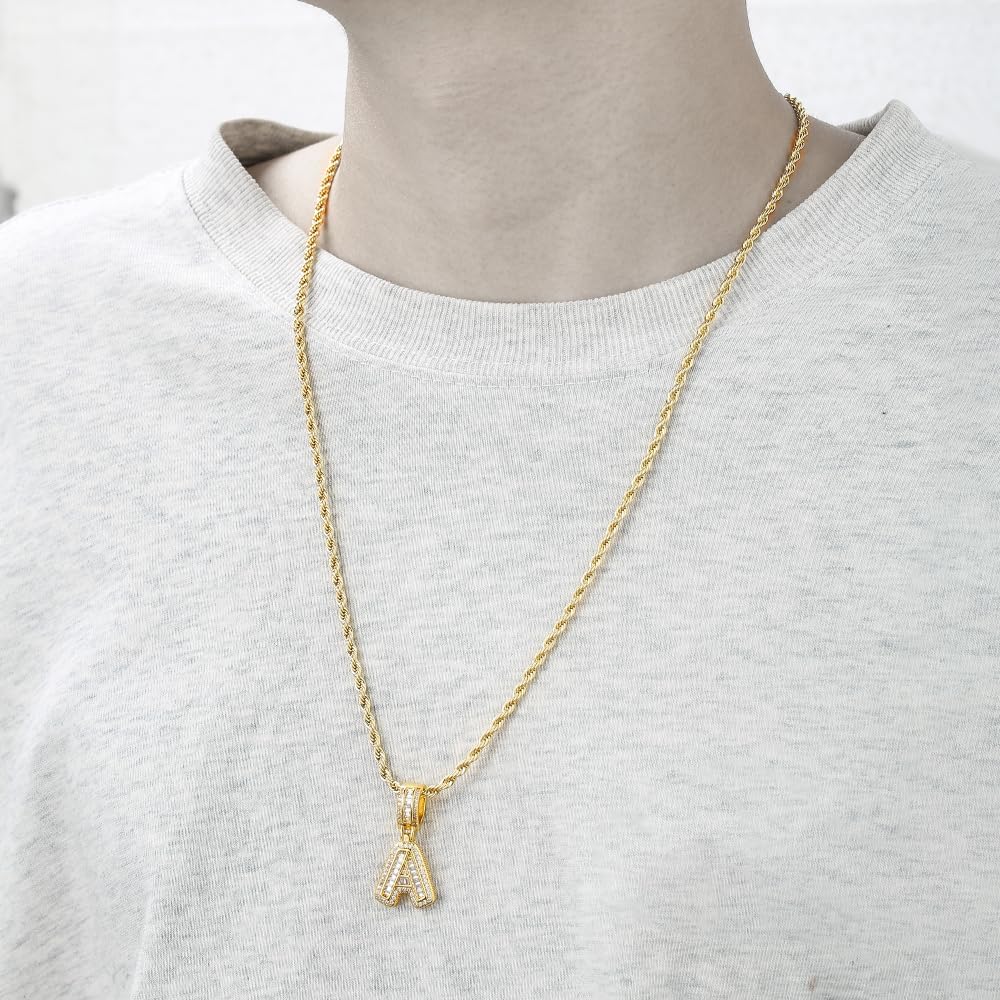 Gold Initial Necklace for Women 18k Gold Plated Inlay Cubic Zircon Iced Out Letter Pendant Name Necklaces Hip Hop Jewelry - Image 4