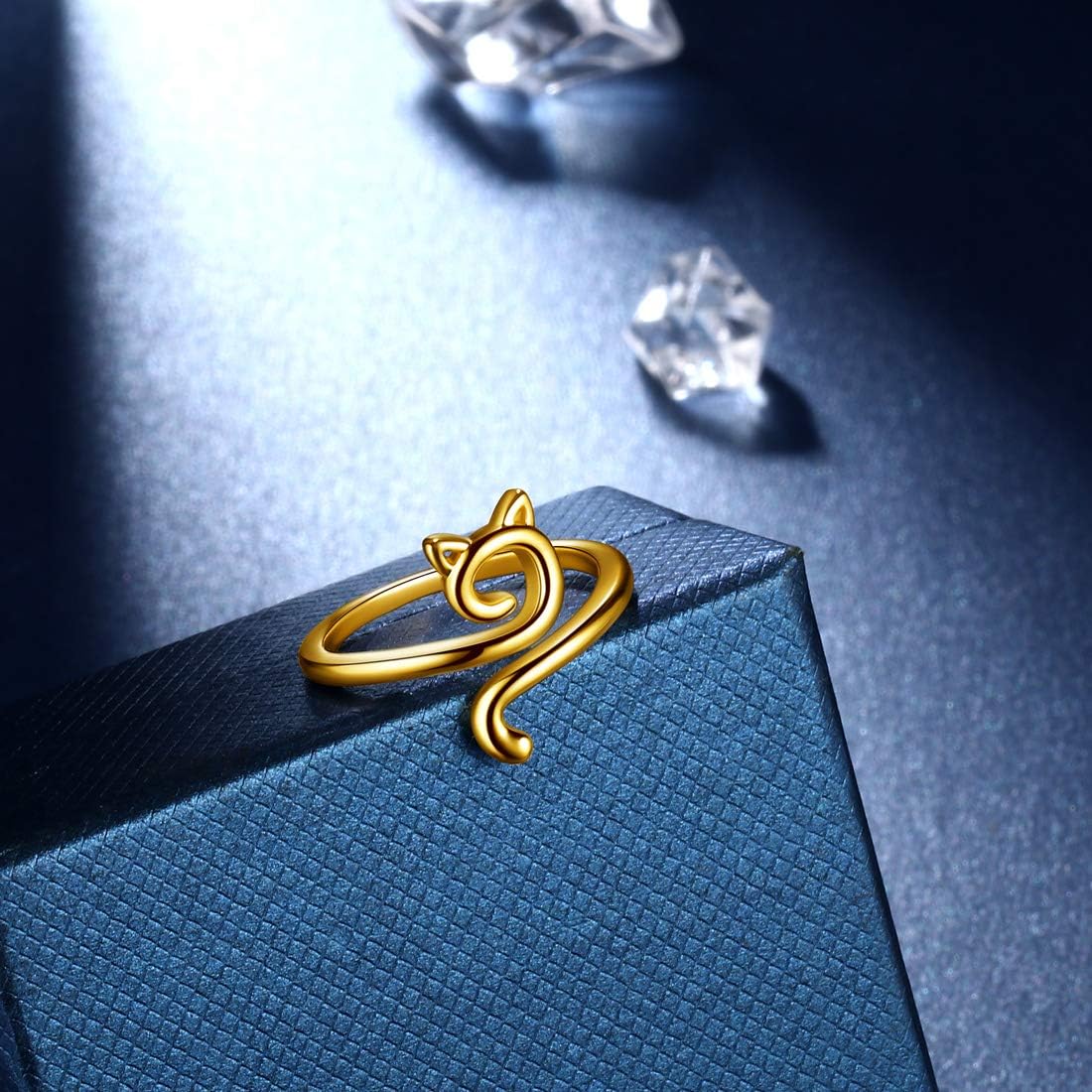 beautlace Cute Cat Adjustable Rings 18K Gold/Silver/Black Gun Plated Lovely Cats Animals Open Ring Jewelry for Women KR0029 - Image 4