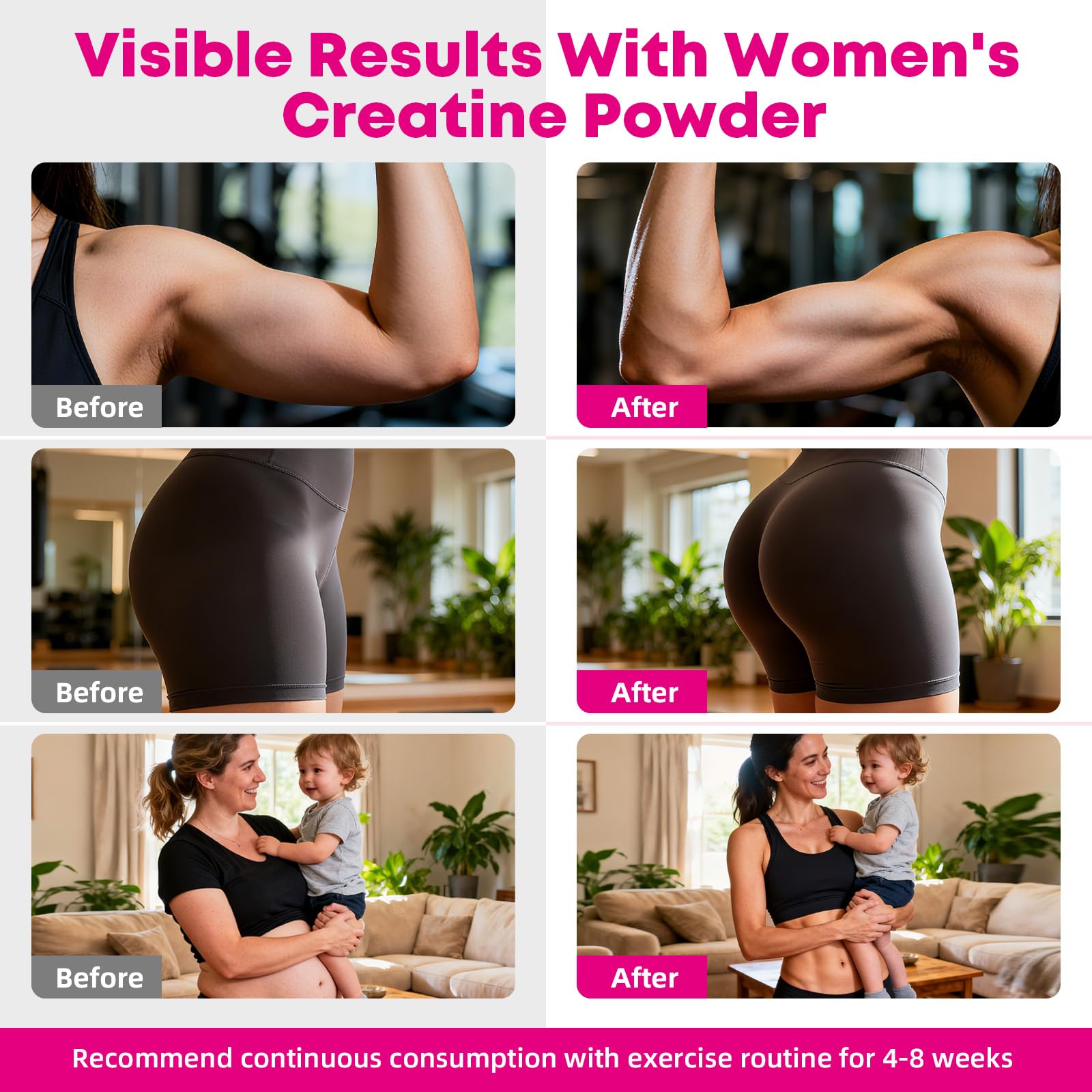 Women‘s Creatine Powder Travel Packets: Creatine Monohydrate Collagen Packs for Pre Workout Muscle Growth & Recovery Skin Elasticity Energy Metabolism with Inositol Beet Root Raspberry Flavor 30 Packs — Amazon image 5