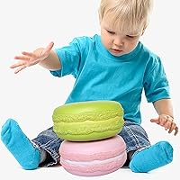 Vista 6 de Gaint Macaron Slow Rising Squishie, regalo de cumpleaños jumbo para niños, juguetes Kawaii para aliviar el estrés (rosa)