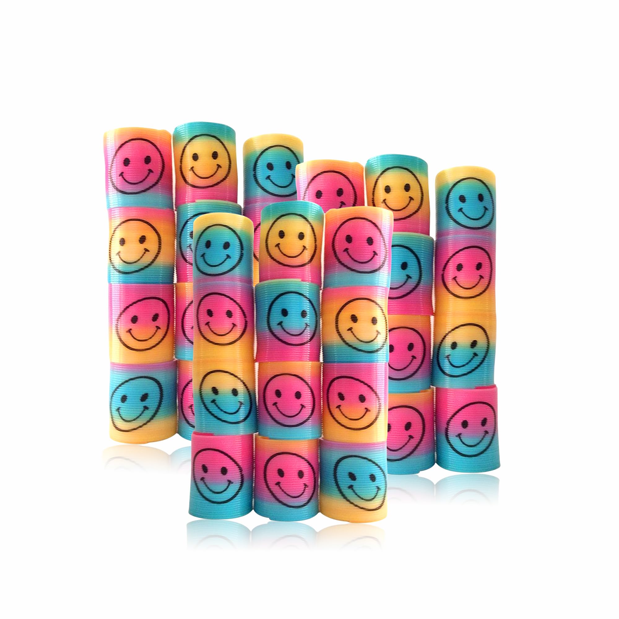 G4GADGET 36 PCS Mini Rainbow Springs Toys for Kids Party Bag Fillers Small Smile Spring Toys for Pinata Party Favors Stocking Fillers