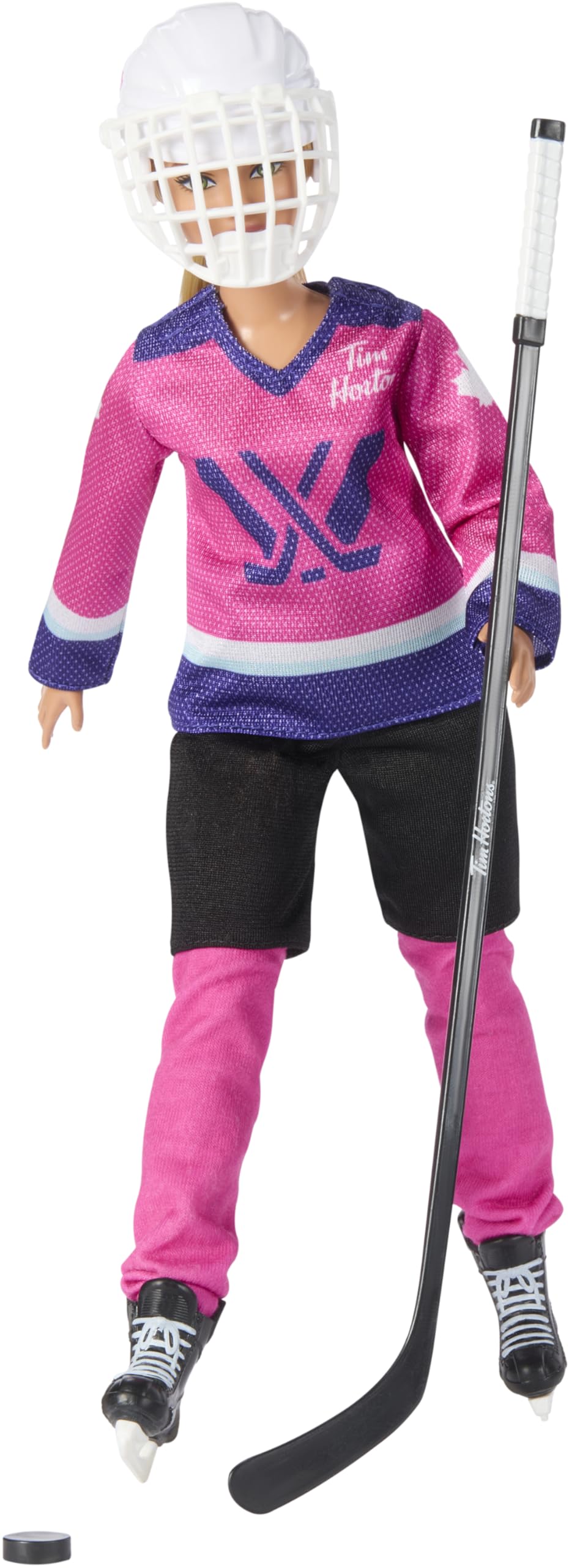 ​Barbie Tim Hortons PWHL 2025 Fashion Doll in Pink, Purple, & Teal Hockey Jersey, Includes Hockey Stick, Puck, and Helmet - 2