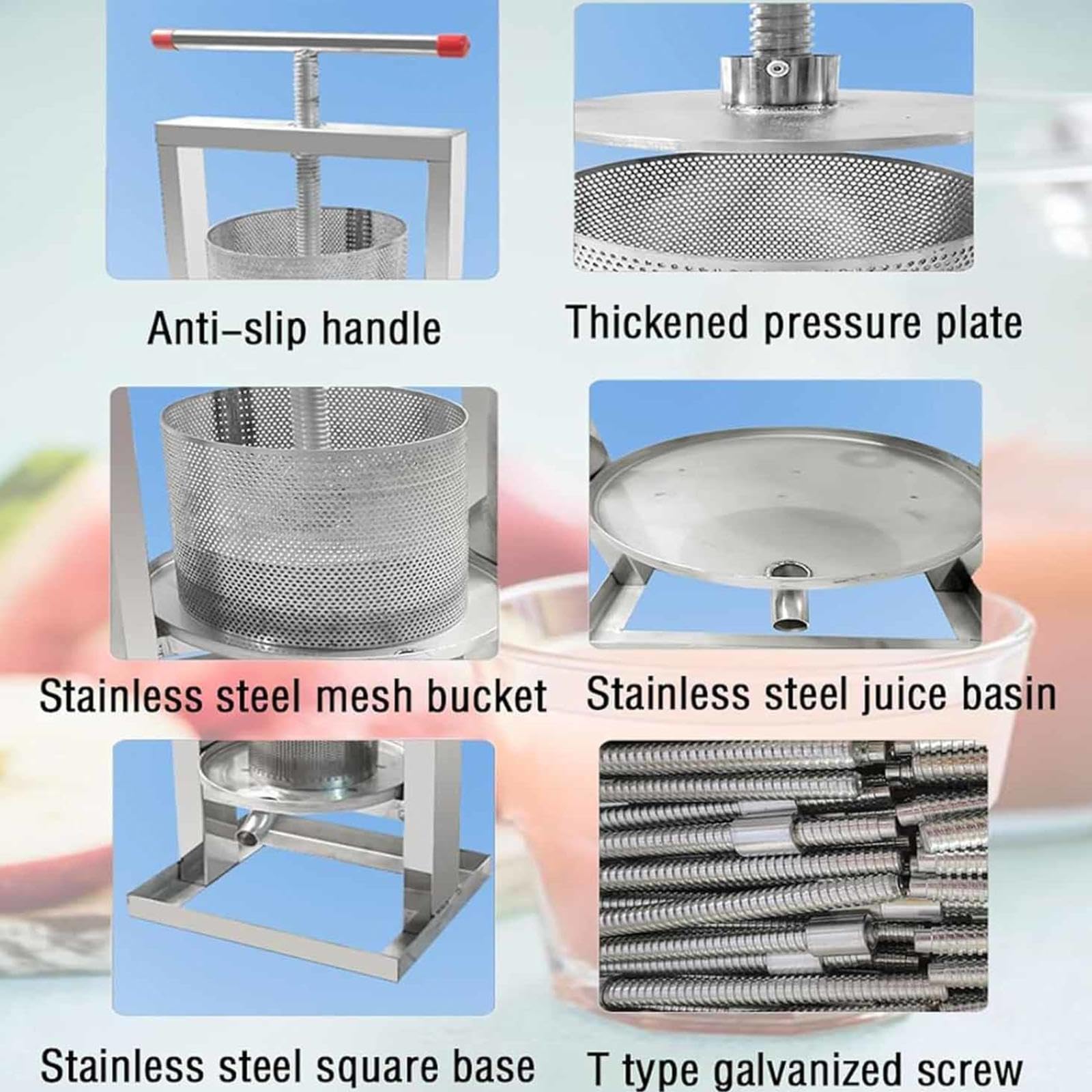 estrattore di miele acciaio inox Pressa Manuale per Miele in Acciaio Inox large bee honey press extractor Attrezzatura apicoltura Lavorazione per api miele,vino,frutta,cera,2L