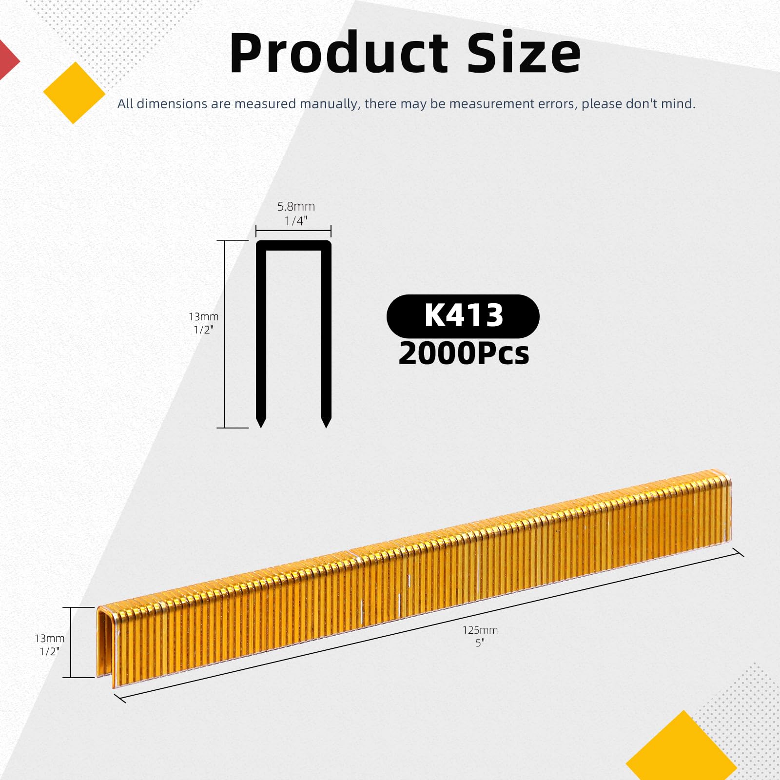 Hilitchi 2000pcs 1/2 Inch Gold, 18 Gauge Narrow Crown Staples with Storage Case - Image 2