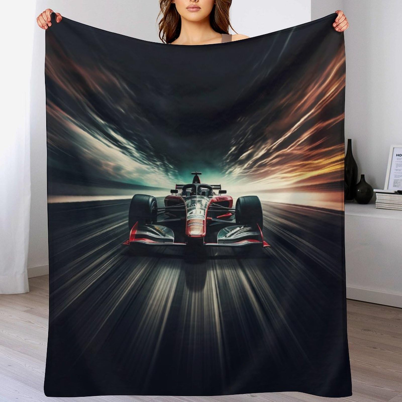 Gftttfg F1 Racing Blanket Soft Sofa Throw, Flannel Blankets For Settees/Chairs/Bed - Lightweight, Warm, Cozy And Durable （130×180Cm）