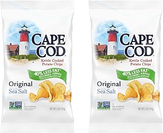 Cape Cod Potato Chips, Potato Chips Reduced Fat, 5 Ounce (Pack of 2)