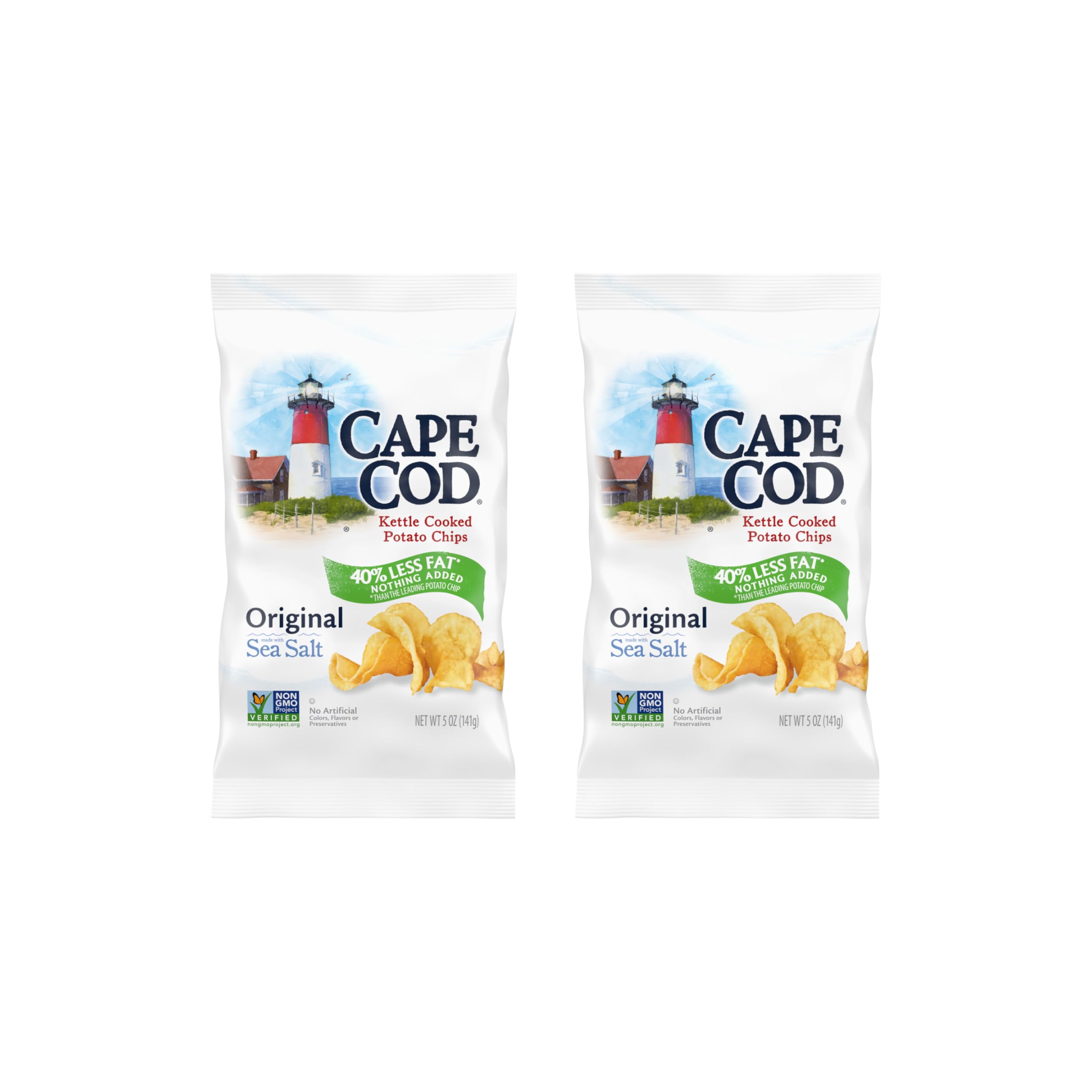 Cape Cod Potato Chips, Potato Chips Reduced Fat, 5 Ounce (Pack of 2)