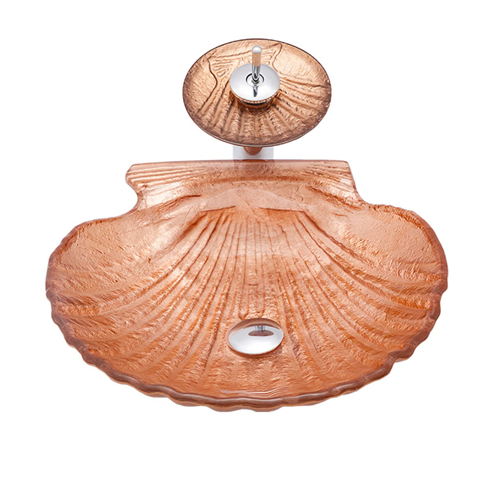 TIANQIHAO Bathroom Vessel Sink,Tempered Glass Sinks Orange Artistic Sink Countertop Installation Vanity With Chrome Faucet And Pop Up Drain
