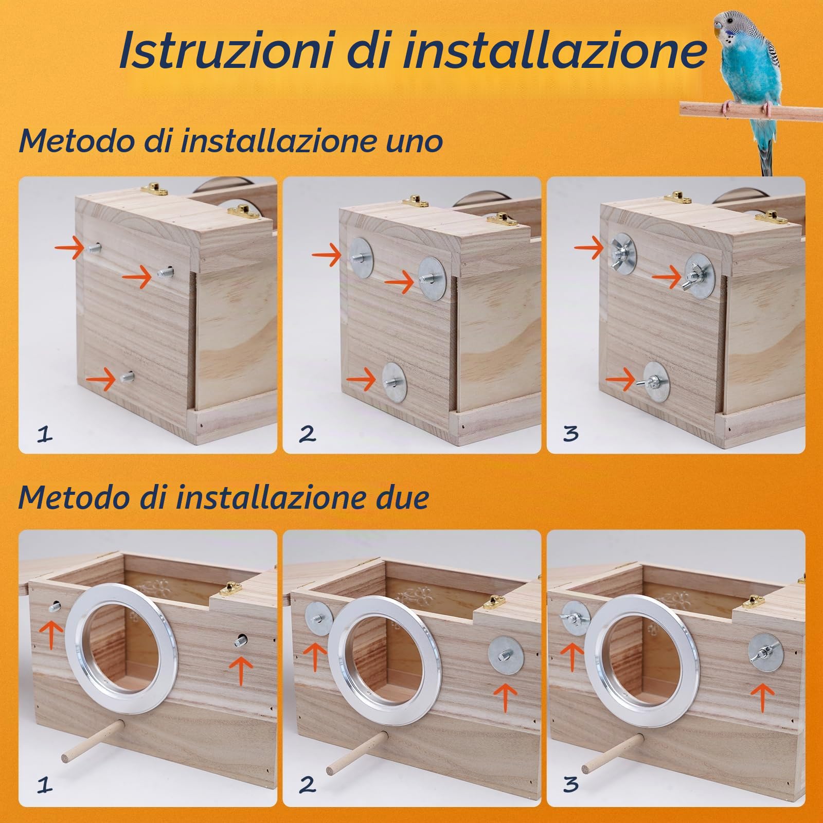 Scatola per Allevamento in Legno Cocorita Nido Nidificazione Casa con Legno