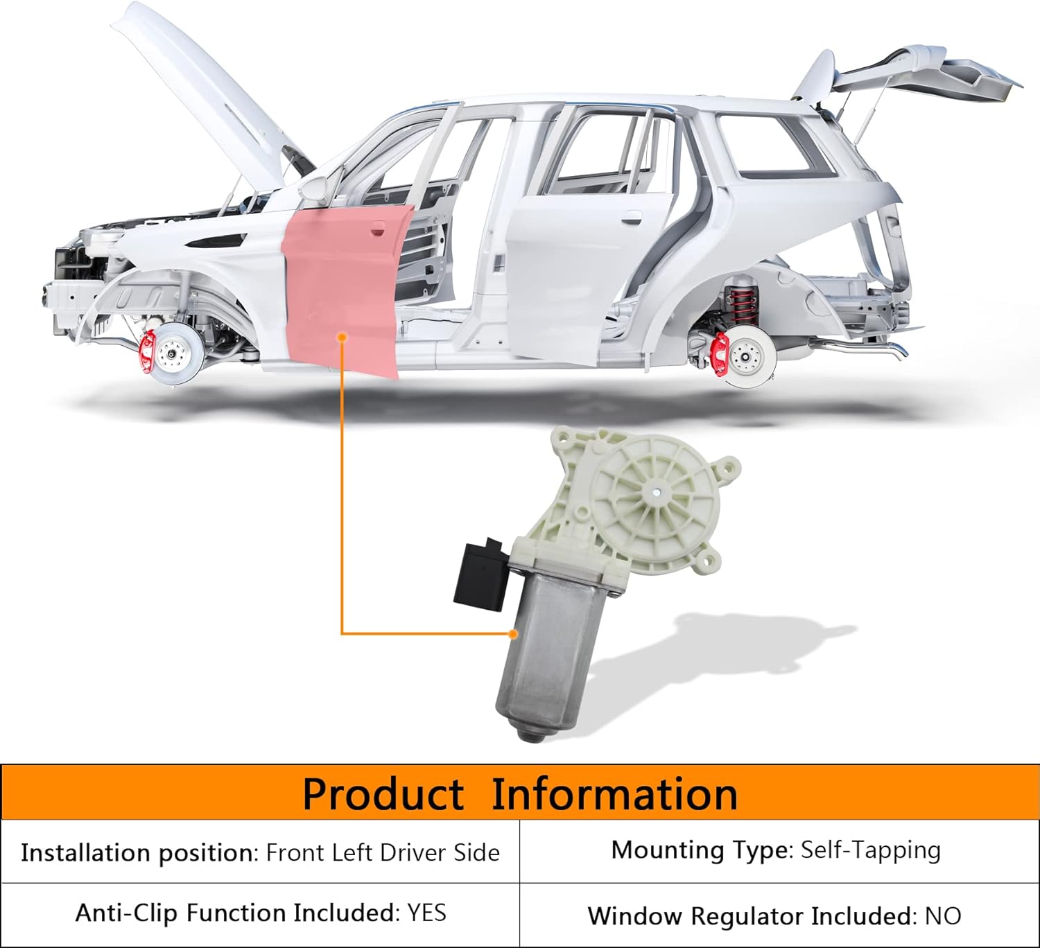 6 Pins Front Left Driver Side Power Window Lift Motor Compatible with Dodge Challenger 2 Door Sedan 2008-2017,Replace for 742-946 68043883AA