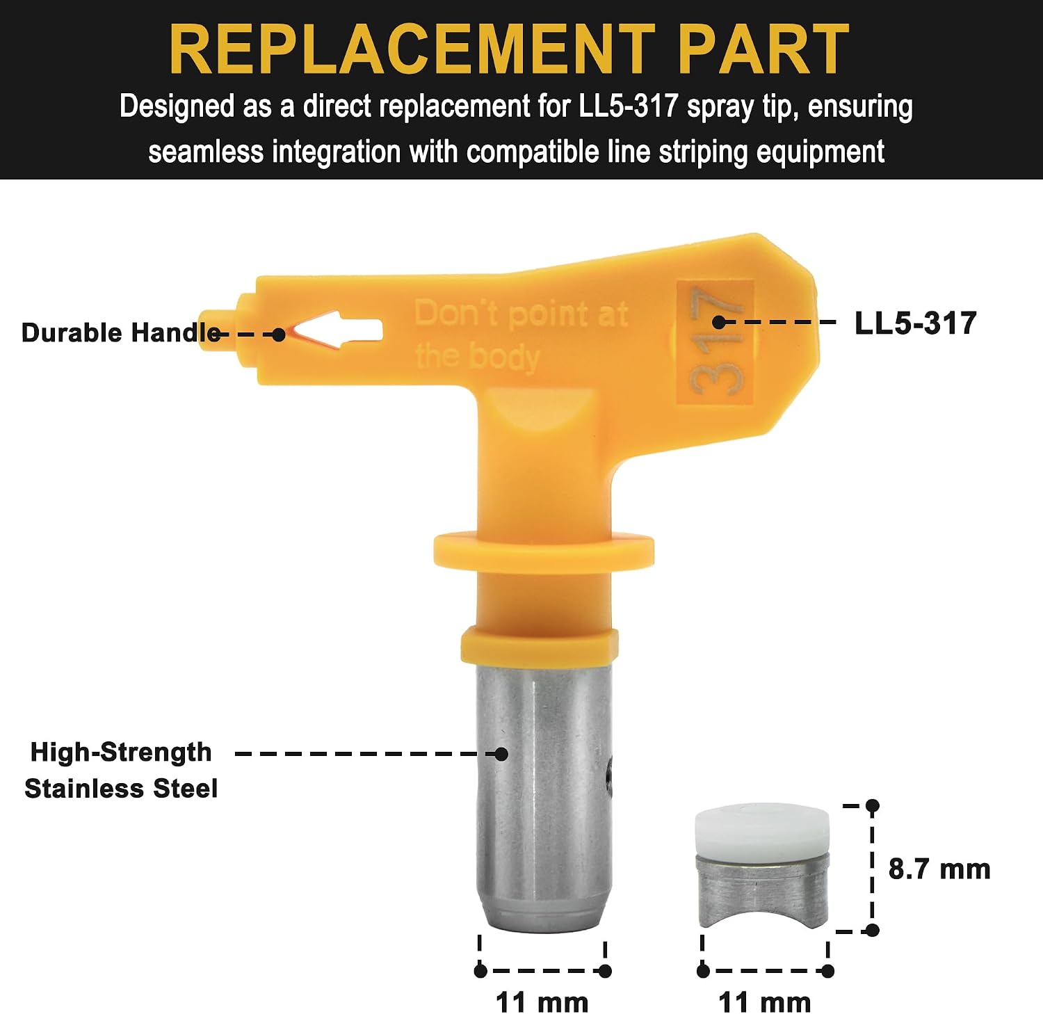 LL5317 Linelazer Switch Tip, Replace Graco #LL5-317,for 4 inch Line Width | for Painting Parking Lots, Roads, Warehouse Floors, Crosswalks, and Athletic Fields, 0.017 inches (Orifice Size)