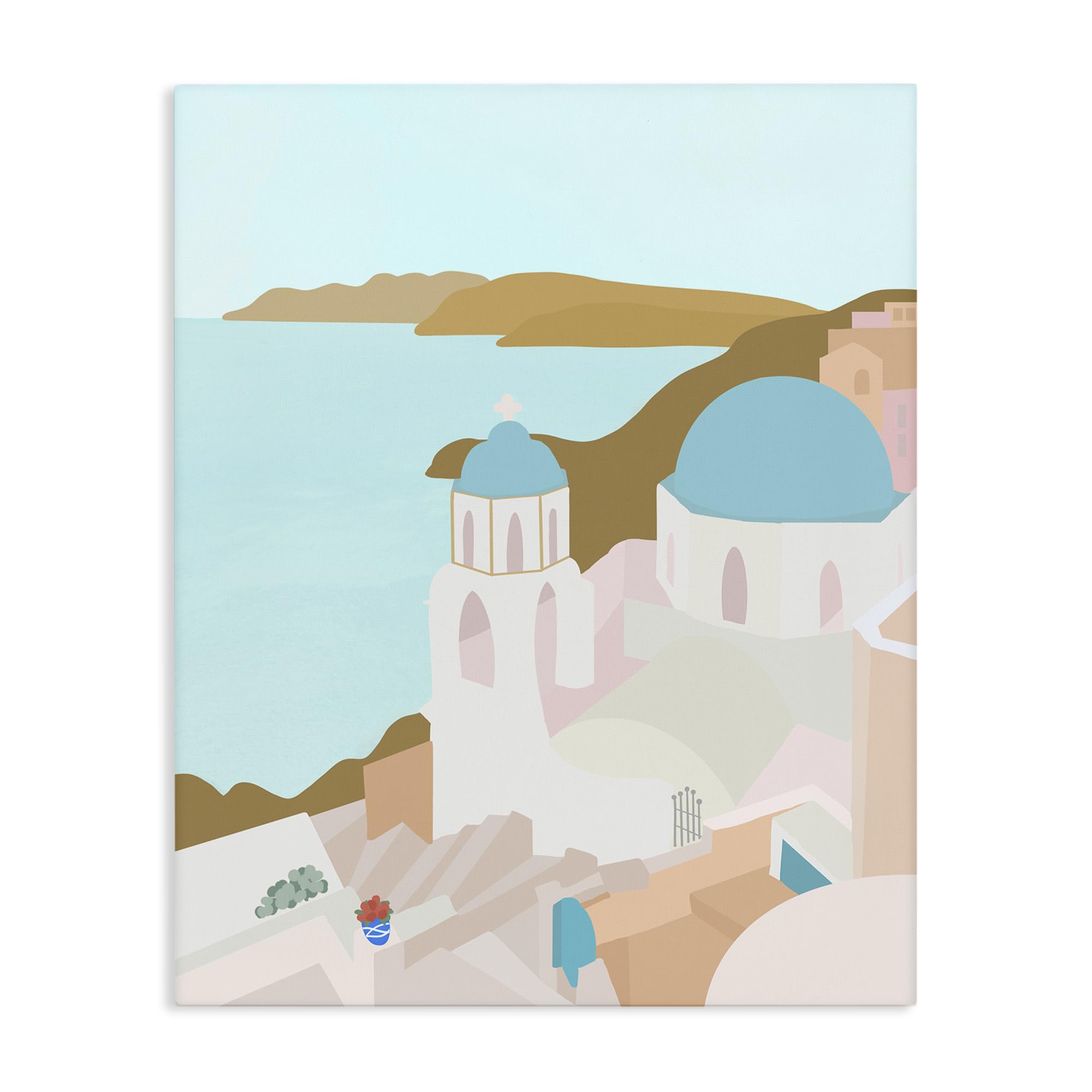 Stupell Industries Santorini Coastline Horizon 'Coastal Santorini Vibes'| Canvas Art