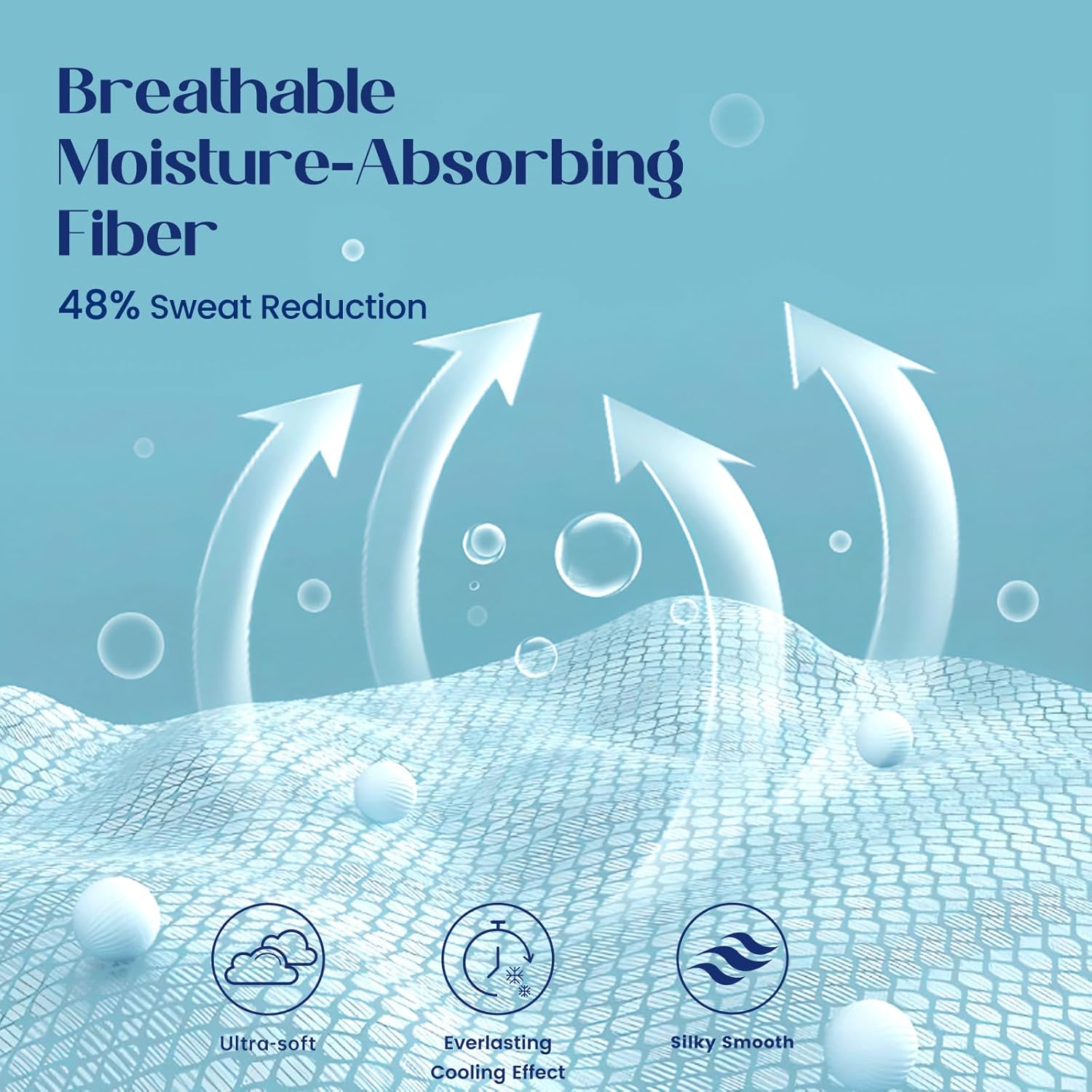 Dream Valley® Queen Sheet Set, Cooling Fitted Sheet with 2 Pillowcase-3 PCS with No Flat Sheet,Q-Max > 0.4 Aerocool, Cooling for Night Sweats, Hot Sleepers,deep Pocket up to 15",Ivory