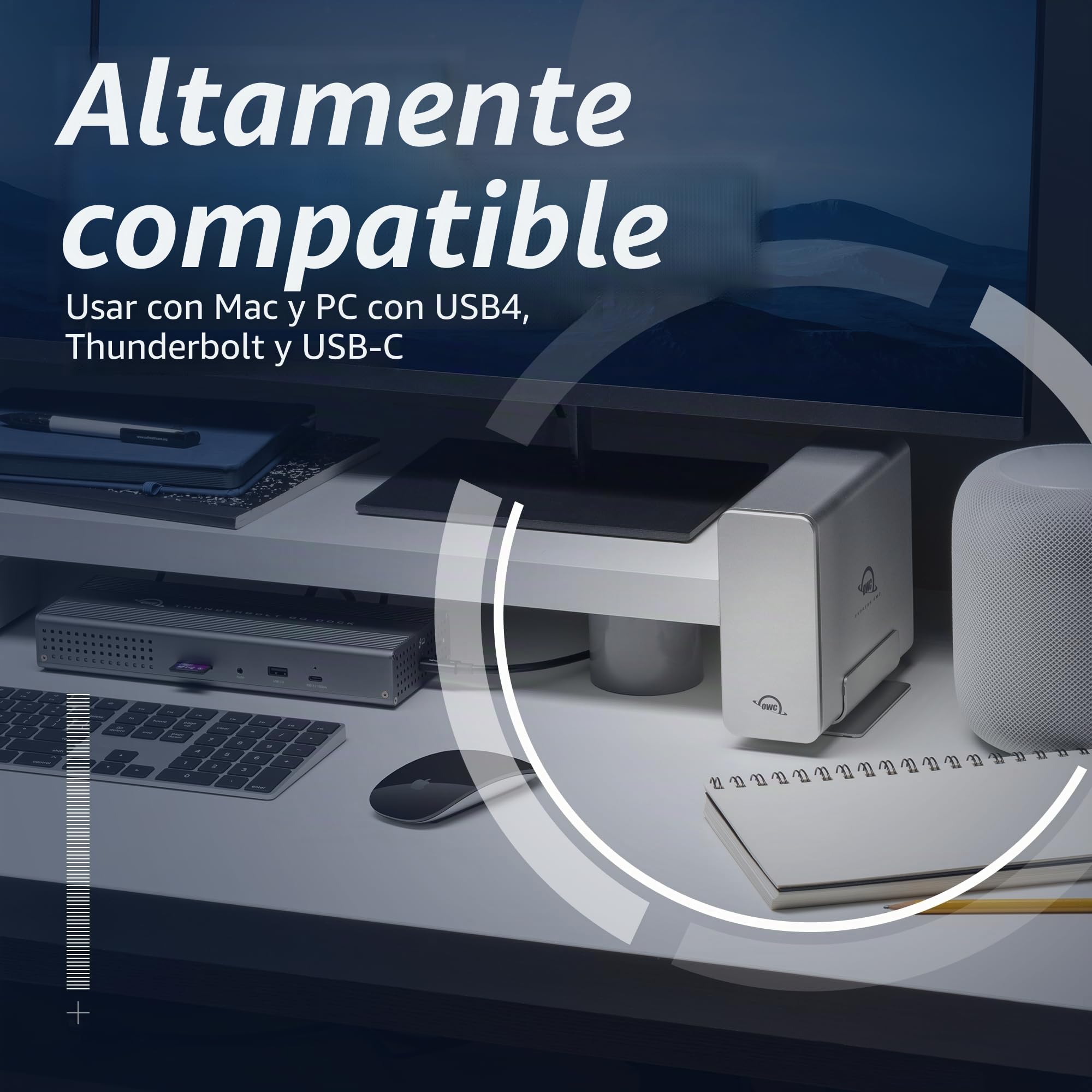 OWC Express 4M2 USB4 Caja 4 Ranuras NVMe M.2 SSD con SoftRAID | hasta 3200MB/s | Raid 0/1/4/5/10/JBOD | Compatible Mac/Windows | Silencioso, Plug & Play, Aluminio