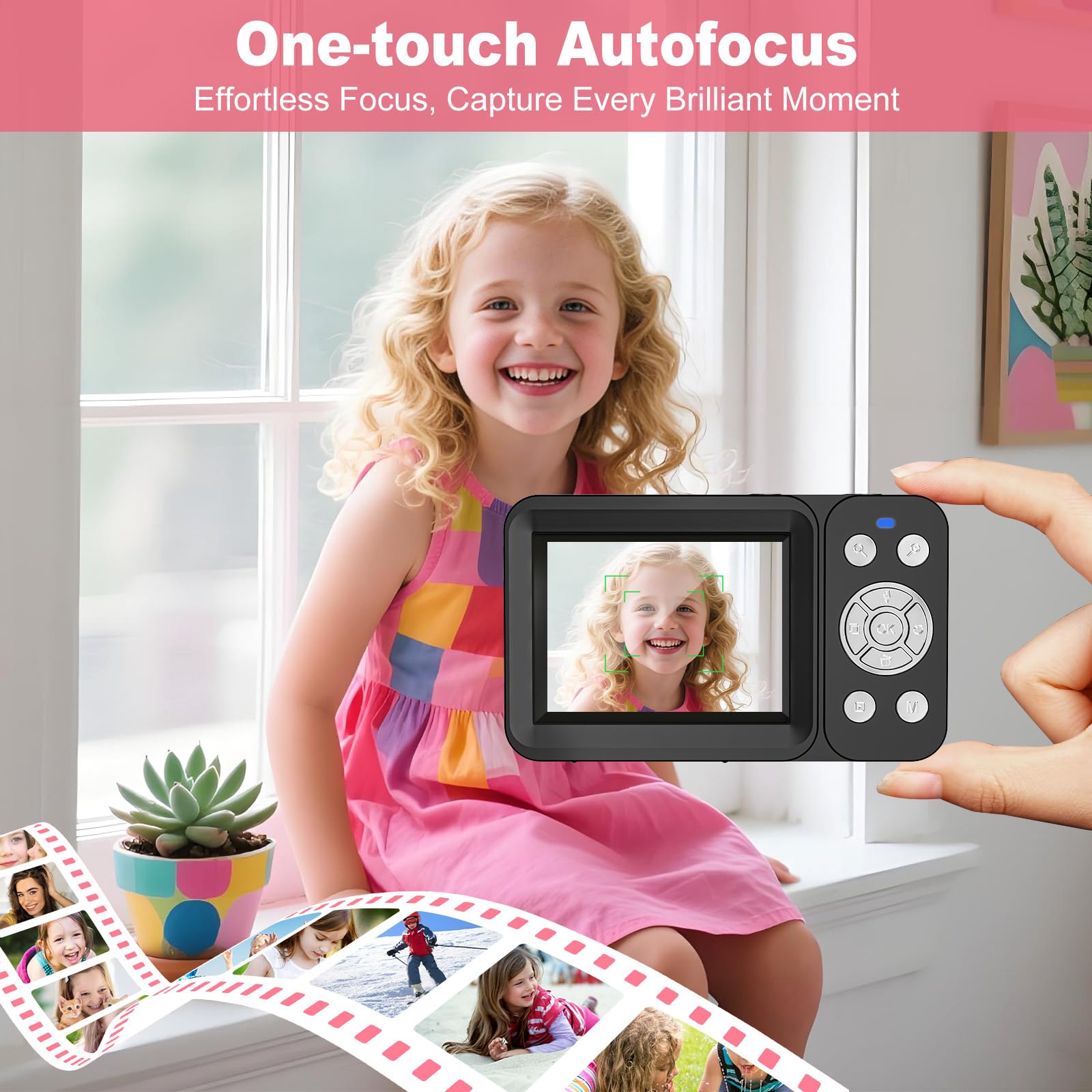 Fotocamera digitale, 4K 64MP, zoom 18x, fotocamera digitale punta e scatta con scheda TF da 64 GB e 2 batterie, piccola fotocamera ricaricabile portatile per bambini, adolescenti e adulti, nera