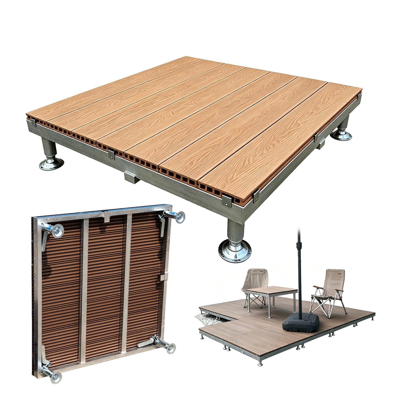 Modulares Terrassenplattform Wetterfest WPC Terrassenfliesen Mit Stellfüße