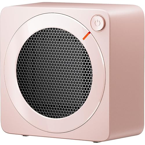 Gaiatop Mini Space Heater, Lightweight PTC Ceramic Fast Heating 500W Energy Efficient for Indoor Use, Overheating & 45° Tip-Over Protection, Portable Desk Electric Heaters for Office Home Pink